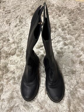 Sergio Tomani Black Leather Tall Boots sz42